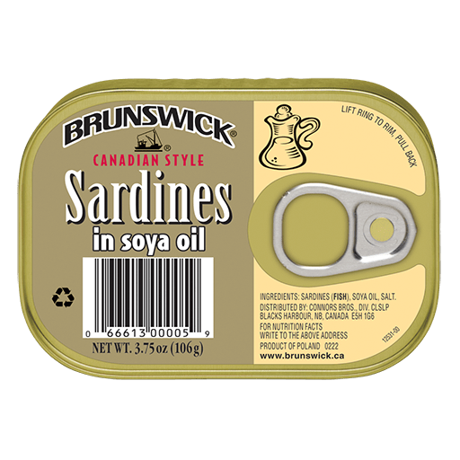 Brunswick<sup>®</sup> Sardines in Soya Oil – 106g (gold can)